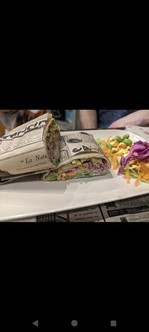 Vegan chicken wrap at El Med Veg in Tenerife