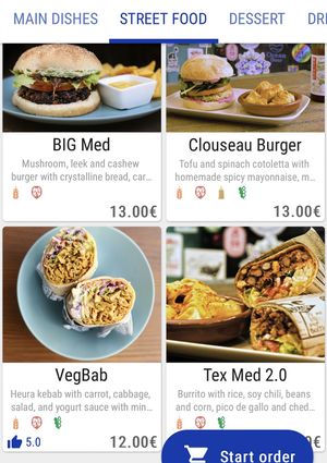 Menu - Street food dishes  at El Med Veg in Tenerife