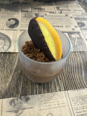 Chocolate orange crumble mousse   at El Med Veg in Tenerife