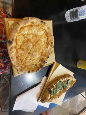 Vegan pizza and hummus based peynirli  at Smak. Athens in Athens