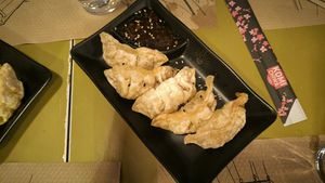 Gyozas de manzana at El Cuenco Dorado in Burgos