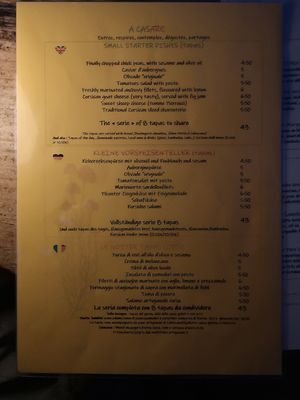 menu at A Casarella in Corsica