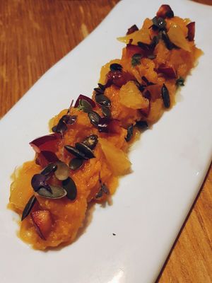 Calabaza asada y naranja at Restaurante Al Margen in Bilbao