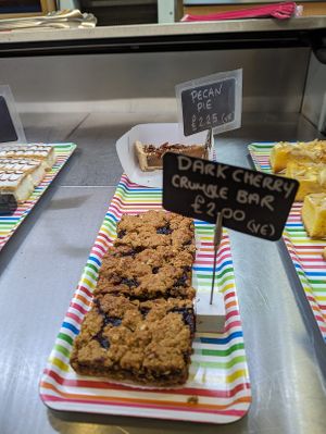 Darl cherry crumble bar  at Boscastle Bakery in Boscastle