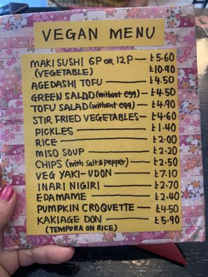 Full menu  at Nippon Inn in Bournemouth