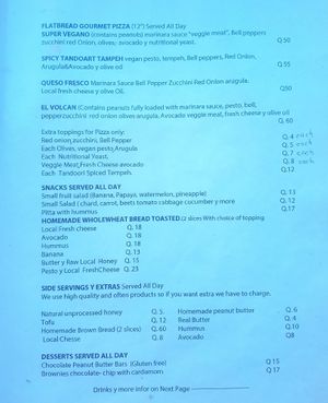 Menue at The Fifth Dimension in San Pedro La Laguna