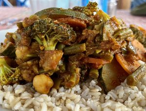 Indian curry - no cilantro  at The Fifth Dimension in San Pedro La Laguna