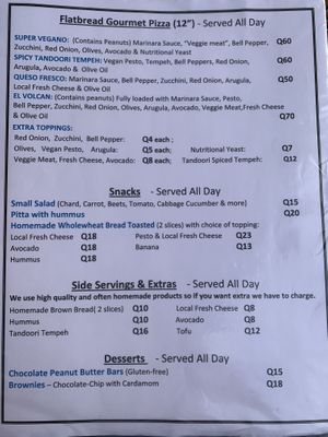 Menu   at The Fifth Dimension in San Pedro La Laguna