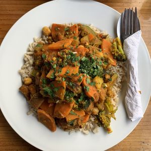 Chickpea &mixed veggie india curry  at The Fifth Dimension in San Pedro La Laguna