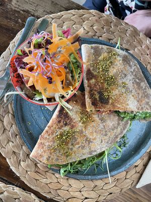  Piadina with dry tomato and greens  at Esfigueral in Ibiza