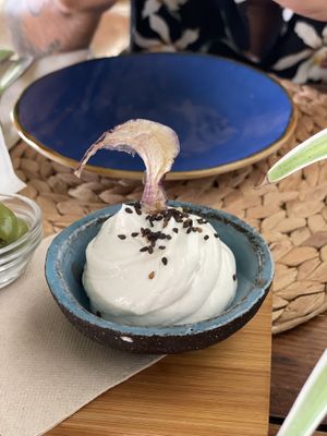 Their homemade dip   at Esfigueral in Ibiza