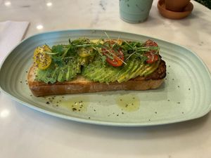 Avocado toast  at Long Story Short Cafe in Boca Raton