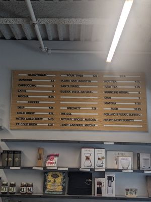 Menu board at Cartel Coffee Lab - Downtown Phoenix in Phoenix
