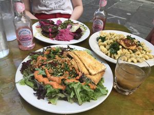 Gorgeous tofu and falafel dishes with craft sodas at Green Goddess in New Orleans