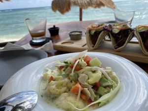 Vegan mushroom ceviche  at La Lunita in Akumal