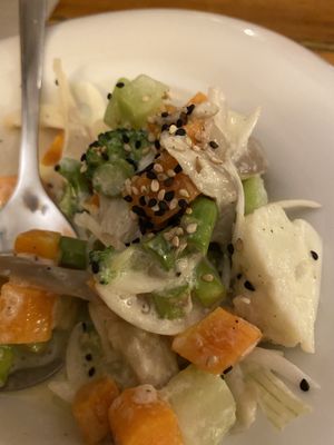 A bit of the vegan ceviche at La Lunita in Akumal