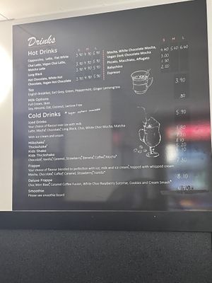 Drinks menu   at RSPCA Black Cat Café in Wacol