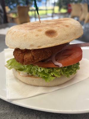 Vegan chicken burger  at RSPCA Black Cat Café in Wacol