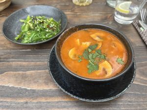 Seaweed salad and tamarindo soup  at GAO Vegan in Leipzig