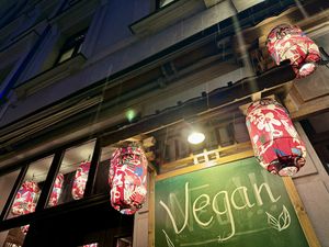outside #Veganuary at GAO Vegan in Leipzig