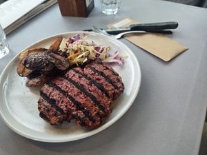 Steak as it came at Moku Bar + Grill in Cairns