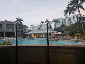 Pool area- view from the table at Moku Bar + Grill in Cairns