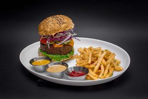 Falafel Burger at Hummus Falafel in Playa Del Carmen