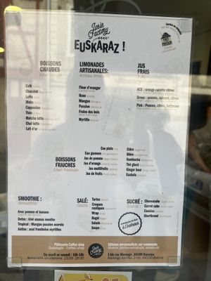 Menu  at Josie Factory in Bayonne