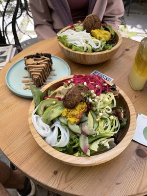 mixed bowl and chocolate tart. absolutely amazing    at Noon Good Food in Urla