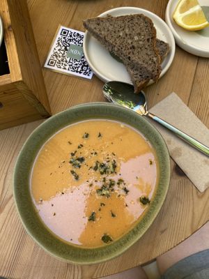 Vegan soups are prepared daily  at Noon Good Food in Urla