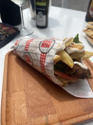 Falafel pita with vegan mayo  at Ya Mas in Vlore