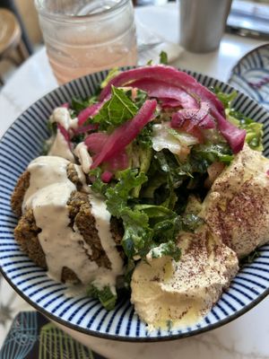 Falafel salad (made vegan)   at Cafe Alula in Brooklyn