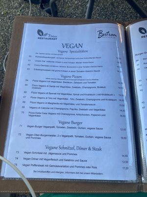 Vegan menu    at Bio-Restaurant Bertram in Wilhelmshaven