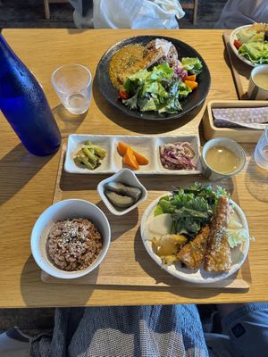 Magokoro lunch set and vegan curry (top)  at Magokoro in Kamakura