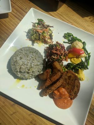Lunch plate (also came with small soup) at Magokoro in Kamakura