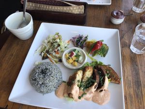 Vegan plate + soup on the side at Magokoro in Kamakura
