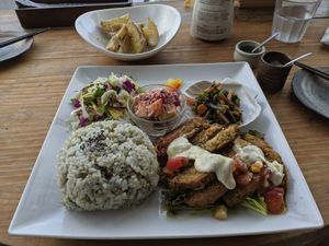 Kurumafu & tempeh 1380 + 300 LARGE size up at Magokoro in Kamakura