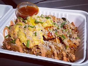 w/ Tofu, Shrimp, Egg, and Spicy Sauce  at Hippie Hibachi in Atlanta