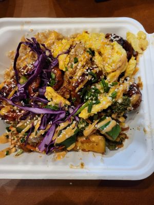 Shr'mp hibachi with vegan egg at Hippie Hibachi in Atlanta