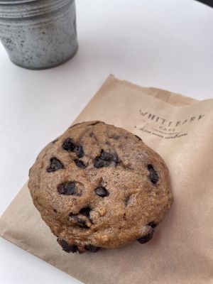 Vegan chocolate banana cookie at Whitebark Cafe in Banff