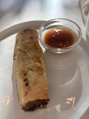 Quinoa sausage roll with tomato saucee  at Whitebark Cafe in Banff