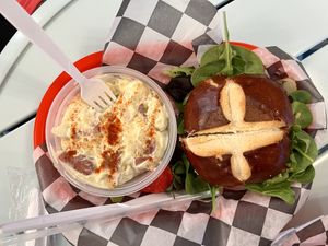 With a side of potato salad …   at Juicy's Wellness Cafe in Cookeville