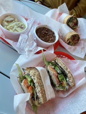 White bean club & power burrito  at Juicy's Wellness Cafe in Cookeville