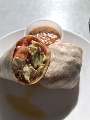 Vegan breakfast burrito. The picture makes it look bigger than it actually is. Pretty small and more pricy than expected at Georgie's Diner in West Haven