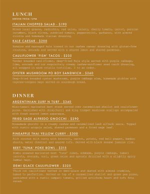 Lunch // Dinner Menu  at Soltribe Cuisine in San Miguel De Allende