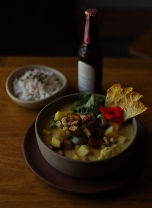 Pineapple Thai Yellow Curry  at Soltribe Cuisine in San Miguel De Allende