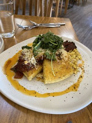 polenta with tofu scramble  at Soltribe Cuisine in San Miguel De Allende
