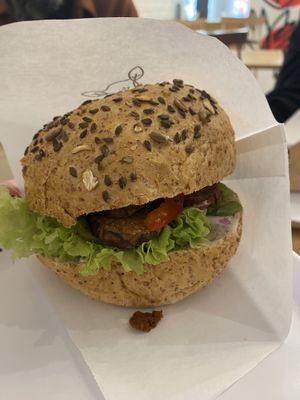 Tempeh burger  at Krowarzywa - Chmielna in Warsaw
