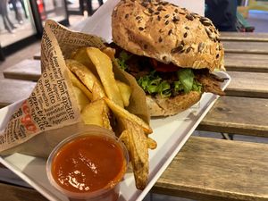 Pastrami burger meal (lemonade not pictured) at Krowarzywa - Chmielna in Warsaw