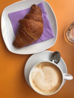 Vegan jam croissant and soy cappuccino at Il Posto Di Follador in Pordenone